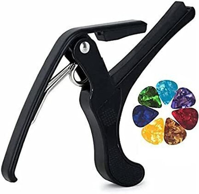 TechBlaze Guitar Capo-Quick Change One Handed Trigger Guitar Capo with 5picks Clutch Guitar Capo(black)