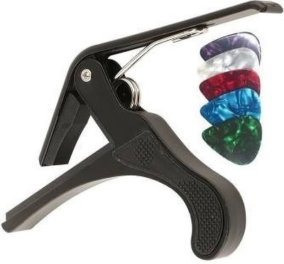PENNYCREEK Guitar Capo Classical Trigger Capo Single-handed With 5 picks Clutch Guitar Capo(Black)