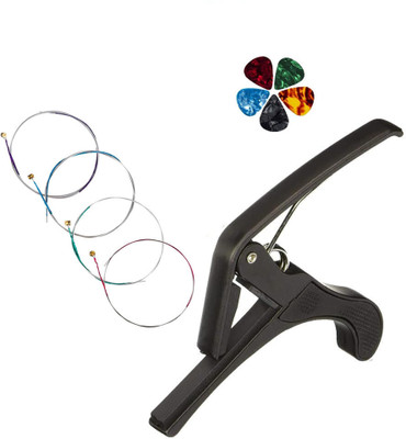 TechBlaze One Handed Trigger Quick Change Metal Alloy Guitar Capo With 6 String Clutch Guitar Capo(black)
