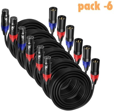 DawnRays XLR Male to XLR Female Cable, Professional Balanced Microphone Cable Cord -6PACK Double Angled XLR Patch Cable(15 m in Length)