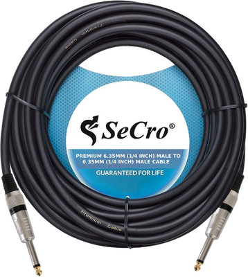 SeCro 6.35mm - 1/4 inches Male Mono Plug Cable (Black, 40 Meters) Double Angled TS Patch Cable(40 m in Length)