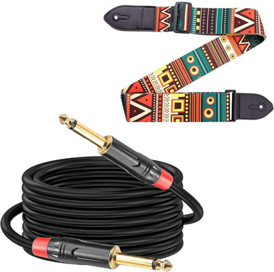 Mocking Bird Guitar Cable with Guitar Strap Jack Audio Instrument Cable For Mixer Amplifier Straight TS Patch Cable(5 m in Length)