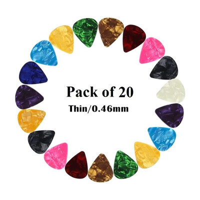 TechBlaze 20 PCs Guitar Picks Plectrums Smooth Nylon Material Stylish Colorful Celluloid Guitar Picks Plectrums for Acoustic Guitar Electric Guitar Bass Ukulele Guitar Pick(Pack of 20)