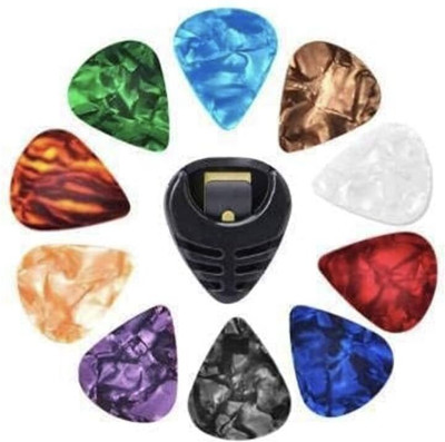 HS Internet Multicolor Guitar Pick Holder & 10 Pcs Guitar Pick(Pack of 10)