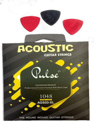beatbox Acoustic PULSE YELLOW STRING SET FOR ACOUSTIC .011 3 PICKS Guitar String(6 Strings)