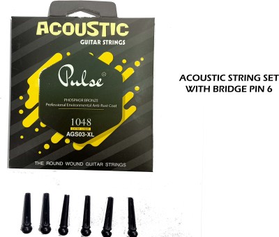 beatbox Acoustic PULSE YELLOW STRING SET FOR ACOUSTIC .011 BRIDGE PINSS 6 PCS Guitar String(6 Strings)