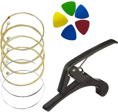 MUSIKING INDUSTRIES Acoustic KARUNA STRING WITH BLACK CAPO AND 5 PICKS MDLA1 Guitar String(6 Strings)