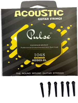 music galaxy Acoustic PULSE YELLOW 1 SEET AND 6 BLACK BRIDGE PINS Guitar String(6 Strings)