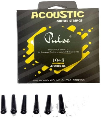 music galaxy Acoustic PULSE ACSOUTIC STRING SET YELLOW AND BRIDGE PIN 6 BLACK Guitar String(6 Strings)