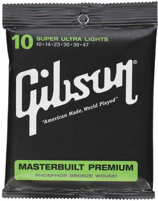 Ggibson Acoustic MB10 MasterbuiltPremium PhosphorBronze GuitarStrings10-47 Super UltraLight Gauge Guitar String(6 Strings)