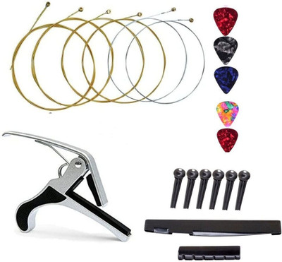 Mocking Bird Acoustic Guitar String Set with Saddle Set and Quick change Capo for Acoustic Guitar Guitar String(6 Strings)