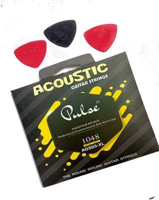 MUSIKING Acoustic PULSE YELLOWW .11 STRING SET AND PICKS 3 MULTICOLOR Guitar String(6 Strings)