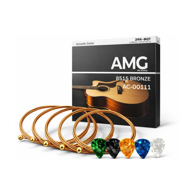 Urban Infotech Acoustic Premium Acoustic Guitar Strings Set with Colorful Picks for Smooth Playing Guitar String(6 Strings)