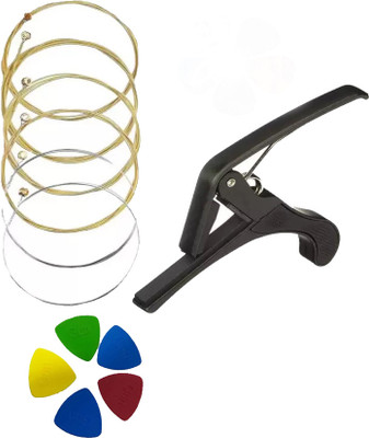 beatbox Acoustic KARUNA STRING WITH BLACK CAPO AND 5 PICKS MDLA19 Guitar String(6 Strings)