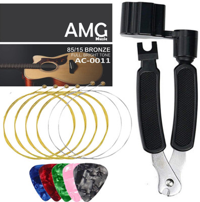 Urban Infotech Acoustic Acoustic Guitar String set with String winder and Colorful Picks Guitar String(6 Strings)