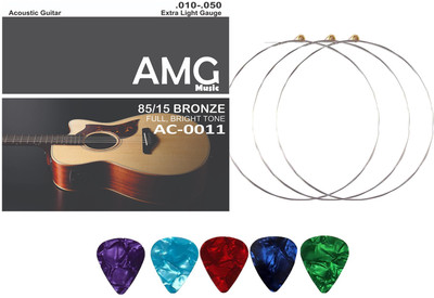AMG Music Acoustic Guitar e 1st String Pack of 3 Light Stainless Steel e 1st String Set Guitar String(Pack of 3, 3 Strings)