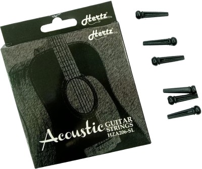 KARUNA Acoustic HERTZ ADVANCE WITH BRIDGE PIN 6 PCS BLACK COLOR Guitar String(6 Strings)