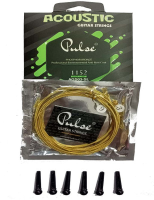 music galaxy Acoustic PULSE GREEN STRING SET FOR ACOUSTIC BRIDGE PIN BLACK 6 Guitar String(6 Strings)