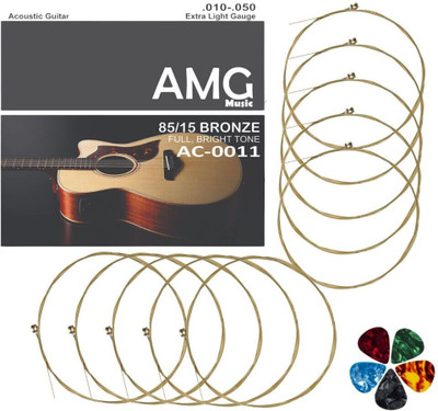 AMG Music Acoustic Guitar String Replacement Guitar G 3rd String Set with Picks -10PCS Guitar String(Pack of 10, 10 Strings)