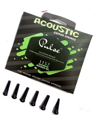 music galaxy Acoustic PULSE STRING GREEN AND BRIDGE PIN 06 Guitar String(6 Strings)
