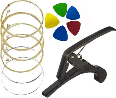 beatbox Acoustic KARUNA STRING WITH BLACK CAPO AND 5 PICKS MDLA3 Guitar String(6 Strings)