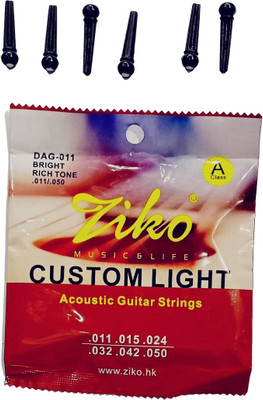 beatbox Acoustic ZIKO AND BRIDGE PIN BLACK COLOR Guitar String(6 Strings)