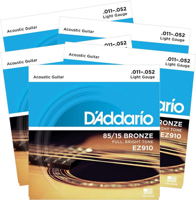 D'ADDARIO Acoustic EZ910-5D Guitar String(Pack of 5, 6 Strings)