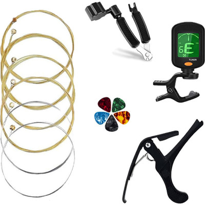 Mocking Bird Acoustic Acoustic Guitar Accessories Combo - Guitar String with Capo,Winder &Guitar Tuner Guitar String(Pack of 5, 6 Strings)