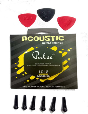music galaxy Acoustic 1 SET PULSE STRING ACOUSTIC 1 SET 3 PICK 6 BRIDHE PIN Guitar String(6 Strings)