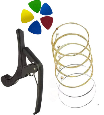 beatbox Acoustic KARUNA STRING WITH BLACK CAPO AND 5 PICKS MDLA13 Guitar String(6 Strings)