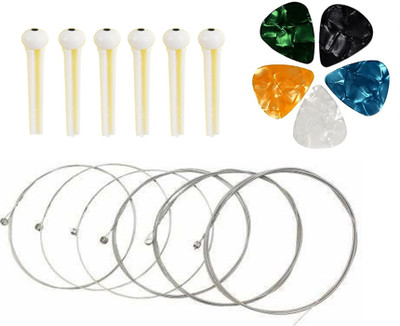 Mocking Bird Acoustic Guitar String Set Of 6 with Guitar Bridge Pins& 5picks for Acoustic Guitar Guitar String(Pack of 3, 6 Strings)