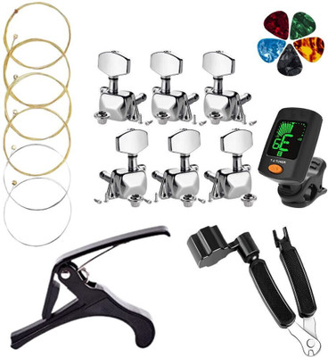AMG Music Acoustic Guitar String with Guitar Tuner and Keys with Capo and Winder with 5 Picks Guitar String(6 Strings)