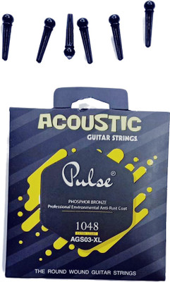 music galaxy Acoustic BRIDGE PIN 006 pcs AND PULSE STRING SET Guitar String(6 Strings)