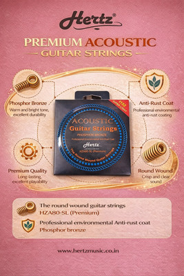 Hertz Acoustic PREMIUM STRING SET IN GOLDEN A31 Guitar String(6 Strings)