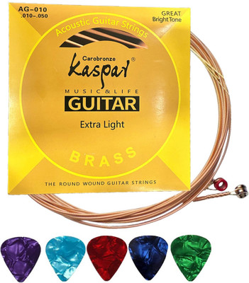 Mocking Bird Acoustic Present Kasper Bronze Extra Light String Set With Picks for Acoustic Guitar Guitar String(6 Strings)