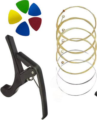 beatbox Acoustic KARUNA STRING WITH BLACK CAPO AND 5 PICKS MDLA9 Guitar String(6 Strings)