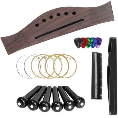 Mocking Bird Acoustic Guitar String Set with Guitar Bridge Saddle Set Pins & Picks For Acoustic Guitar Guitar String(6 Strings)