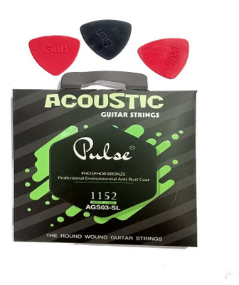 music galaxy Acoustic PULSE STRING SET GREEN WUTH 3 PICKS Guitar String(6 Strings)