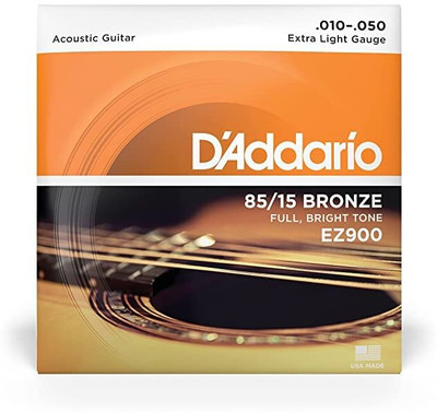 VUSTICA Acoustic D'Addario EZ900 Guitar Strings Set Acoustic 85/15 Bronze Alloy for Bright Tone Guitar String(Pack of 6, 6 Strings)