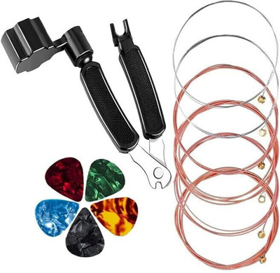 Urban Infotech Acoustic Acoustic Guitar String set with String winder and 5 Picks Guitar String(6 Strings)