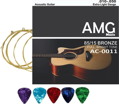Urban Infotech Acoustic Guitar Strings Set of 6 Stainless Steel Guitar Strings with 5 Picks Guitar String(6 Strings)