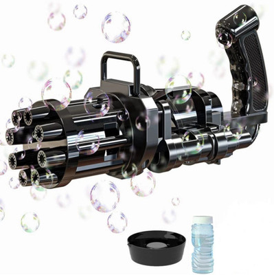 Glamour 8-Hole Electric Bubbles Gun , New Gatling Bubble Gun Machine for Kids - Black  Gun(Black)
