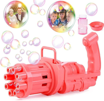 Glamour 8-Hole Electric Bubbles Gun, Gatling Bubble Gun Machine for Kids - Pink  Gun(Pink)