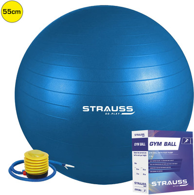 Strauss Anti Burst Gym | Exercise | Yoga | Workout , 55 Cm (Blue) Gym Ball(With Pump)