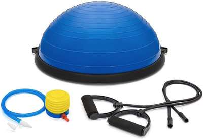 PSR ENTERPRISES Bosu Ball Imported Size 60cm for Exercise with 2 Resistance Bands, 1 Foot Pump Gym Ball(With Pump)