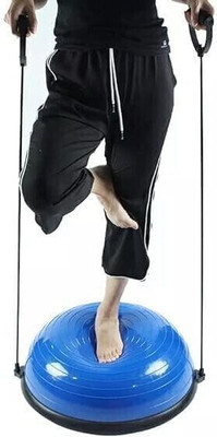 Shopeleven Balance Ball for Exercise, Resistance Bands Foot Pump, Inflatable Yoga Bosu Ball Gym Ball(With Pump)