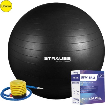 Strauss Anti Burst Gym Ball | Exercise Ball | Yoga Ball | Workout Ball , 85 Cm (Black) Gym Ball(With Pump)