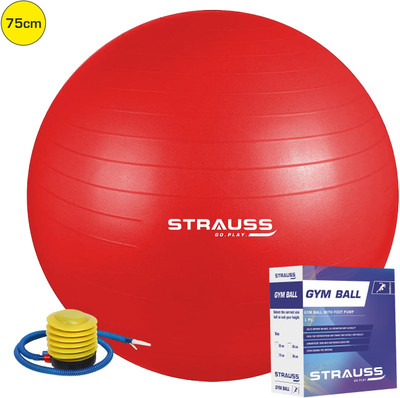 Strauss Anti Burst Gym Ball | Exercise Ball | Yoga Ball | Workout Ball , 75 Cm (Red) Gym Ball(With Pump)