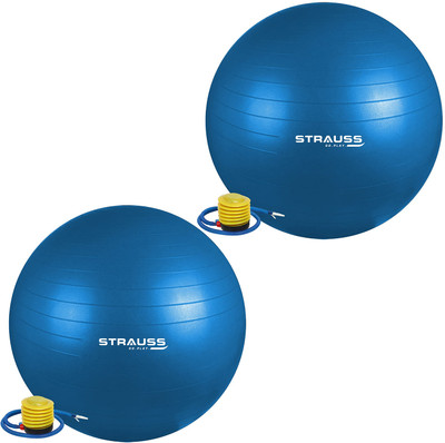 Strauss Anti Burst Gym Ball|Exercise Ball|Yoga Ball|Workout Ball, 85Cm (Blue), Pack of 2 Gym Ball(With Pump)