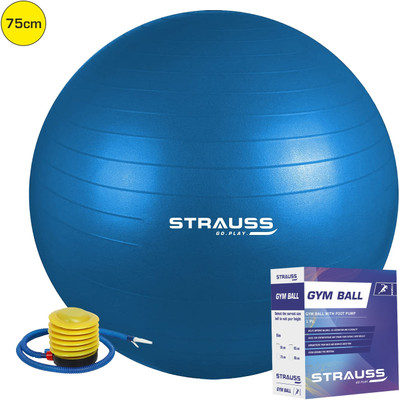 Strauss Anti Burst Exercise | Yoga | Workout , 75 Cm (Blue) Gym Ball(With Pump)